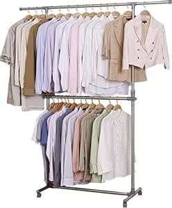 RAVIZAA Stainless Steel Double Pole Rail Telescopic Movable Portable ...