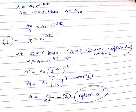 The amplitude of a damped oscillator become one-third in 2 minutes ...