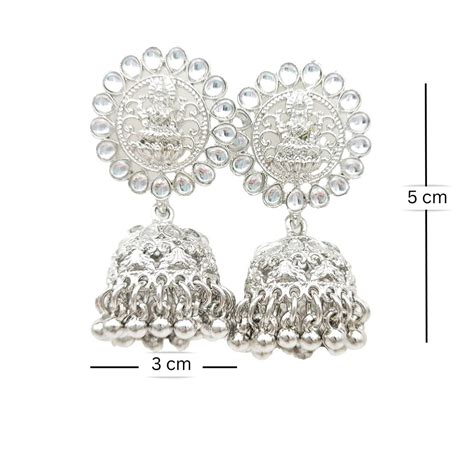 Silver Jhumki with Laxmi ji's Motif – Kallos Jewellery