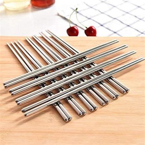 Buy Zollyss 5 Pairs Reusable Metal Stainless Steel Chopsticks ...