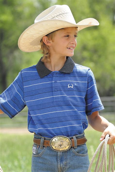 CINCH Boy's Heathered Blue, Black and White Polo | Be True Western – Be ...