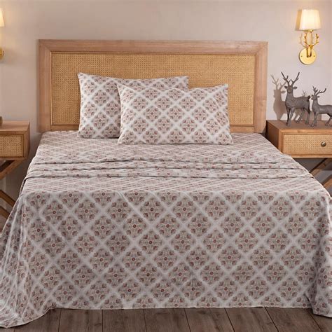 Buy MASPAR Exotic Heritage Red and White Cotton King Bedsheet Set- Set ...