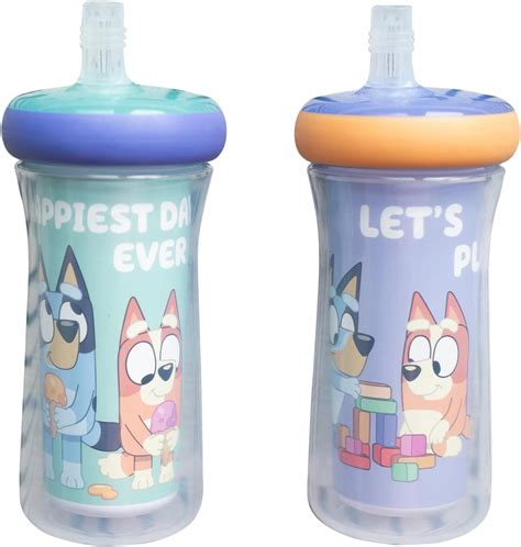 The First Years Bluey Sip & See - Botella de agua para niños pequeños, incluye abalorio flotante ...