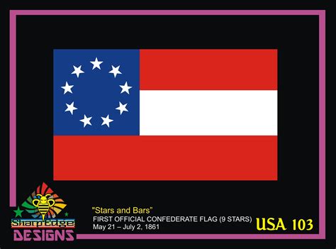 Stars and Bars - First Official Confederate Flag with 9 Stars PRINTED ...