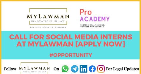 Social Media Interns/Associates & Content Creators at MyLawman [Apply Now]