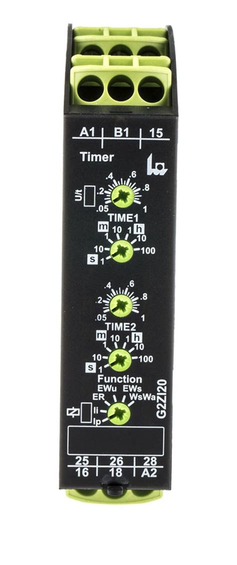 G2ZI20 12-240V AC/DC Tele | Tele G2ZI20 Series DIN Rail Mount Timer ...