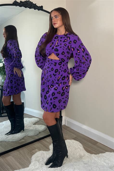 Clara Purple Leopard Print Mini Dress