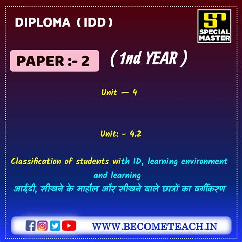 Classification of students with ID, learning environment and learning