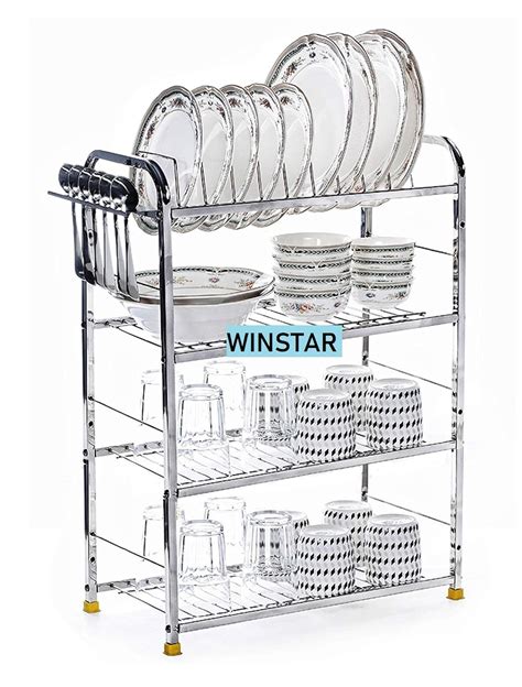 Buy WINSTAR Stainless Steel 4 Shelf Wall Mount Kitchen Utensils Rack ...