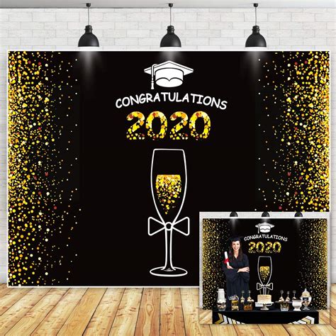 Buy Congrats Graduations Backdrop Graduation Party Supplies 2020, Black ...