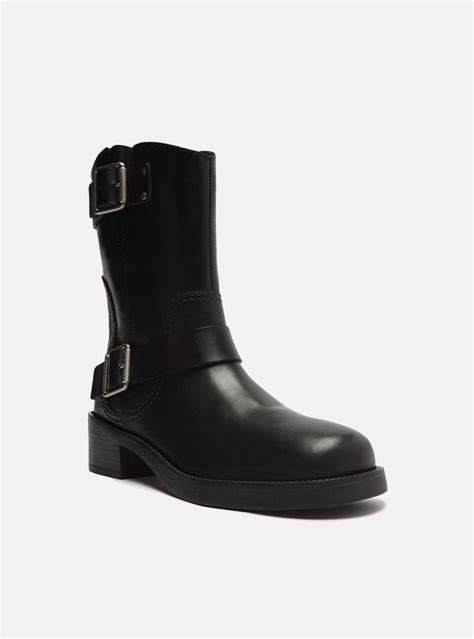 Lucy Black Low Block Genuine Leather Boot – Arezzo