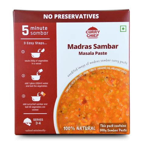 CurryChief Madras Sambar Paste (275g) | Instant Sambar | Cook in 5 ...