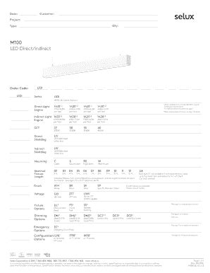 Fillable Online selux M100 LED Direct/Indirect L1DI selux.us Fax Email ...