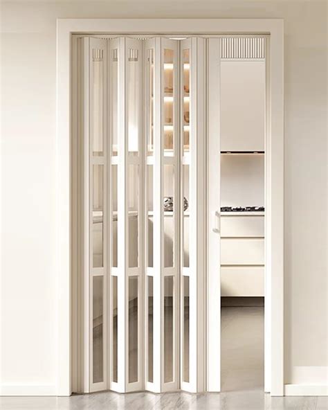Concertina Door Bathroom Multifold Accordion Door - Wood Grain, Folding Doorway Closet Internal ...