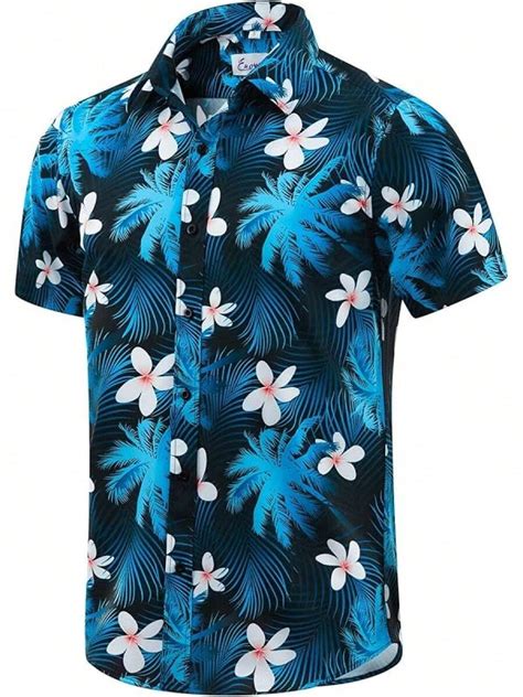 EUOW Men's Hawaiian Shirt Short Sleeves Printed Button Down Summer ...