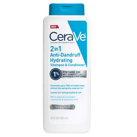 CeraVe Hydrating 2in1 Anti-Dandruff Shampoo & Conditioner, Fragrance ...