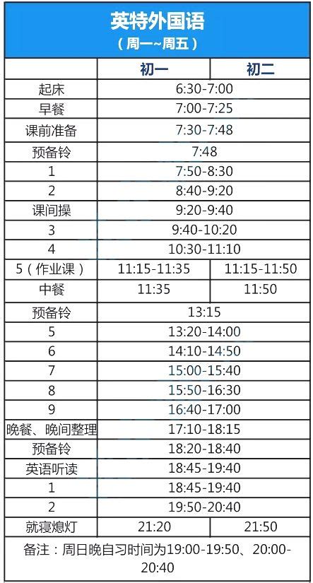 2021年杭州英特外国语学校作息时间安排表_小升初网