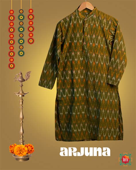Green Pochampally Ikkat Mens Kurta Arjuna – THE INDIAN MOTIF
