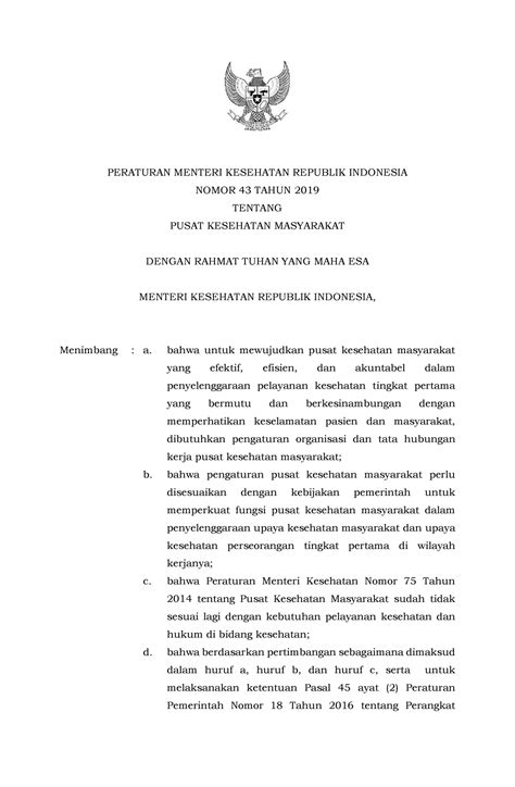 peraturan menteri kesehatan nomor 001 tahun 2012