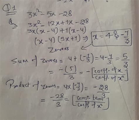 Find zeroes of the following polynomials and verify the relationship ...