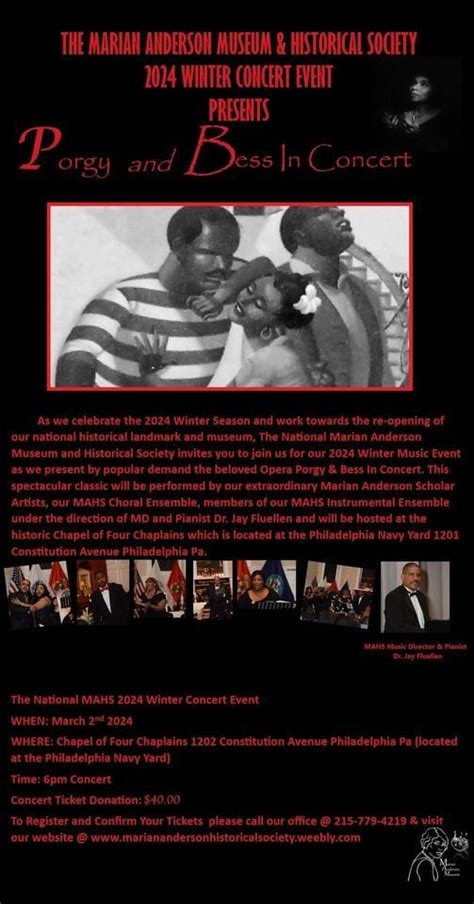 THE MARIAN ANDERSON MUSEUM 2024 WINTER CONCERT EVENT PORGY and BESS IN ...