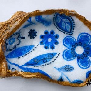 Buy Decoupaged Decorative Oyster Shells Coastal Decor Trinket Tray Ring ...