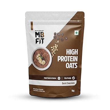 MuscleBlaze Fit High Protein Oats, 1 kg, Dark Chocolate | 22g Protein ...