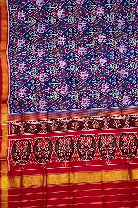 Stunning Blue Handloom Patola Pure Silk Saree - Single Ikat Design