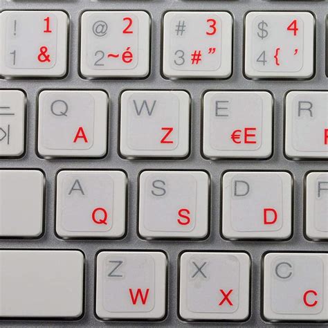 Buy French AZERTY Keyboard Labels with RED Lettering ON Transparent ...