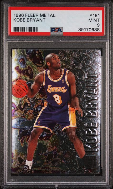 Graded 1996 Fleer Metal Kobe Bryant #181 Rookie RC Basketball Card PSA ...