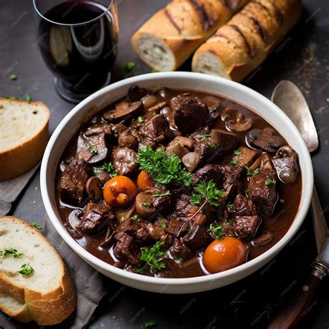Premium AI Image | Beef Bourguignon French Beef Stew Braised in Red ...
