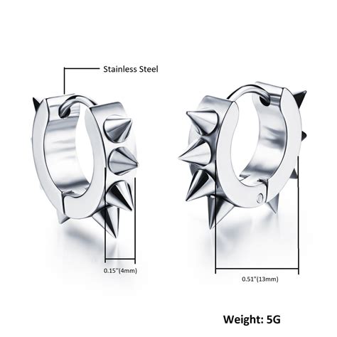 Yellow Chimes Hoop Earrings for Men Stainless Steel Silver Spike Hoop ...