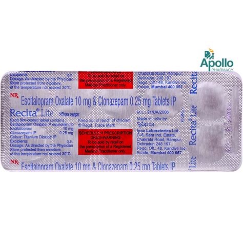 RECITA LITE TABLET Price, Uses, Side Effects, Composition - Apollo Pharmacy