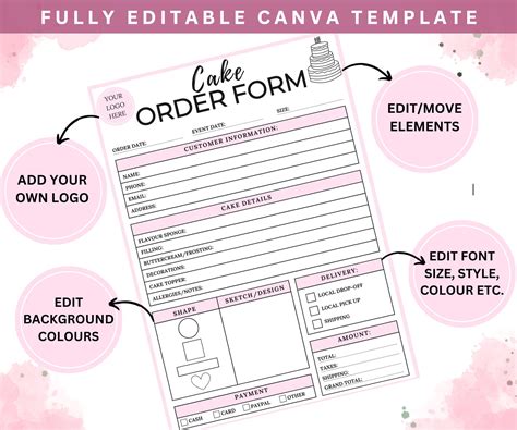 Bakery Order Form 的图像结果