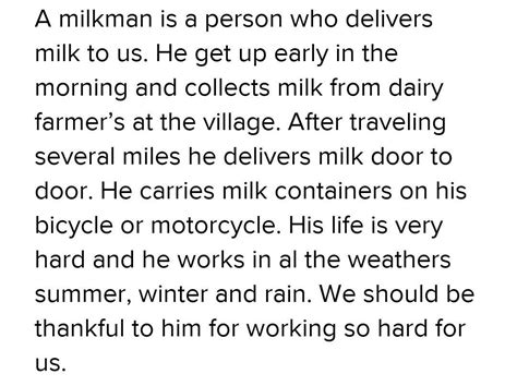write about 10 line milk man english - Brainly.in