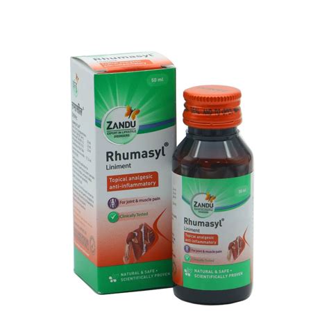 Zandu Rhumasyl Liniment, 50 ml Price, Uses, Side Effects, Composition ...