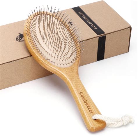 Combetter Bamboo Hair Brush, Smoothing Hair and Massaging Scalp, Detangling Anti-Static ...