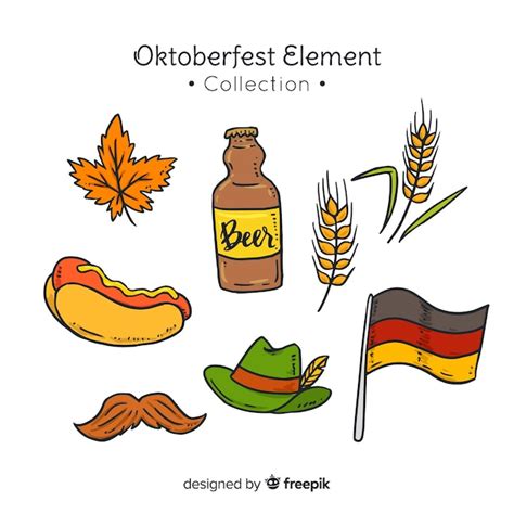 Classic hand drawn oktoberfest element collection | Free Vector