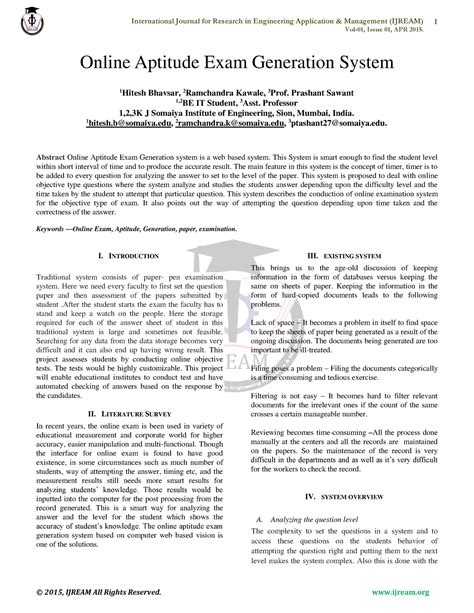 Online Aptitude Exam Generation System Ijream-V01-I01-003 ...
