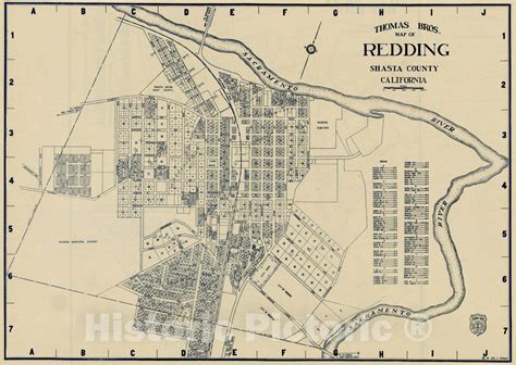 Historic Map : Map of Redding Shasta County California, c1920, Thomas ...