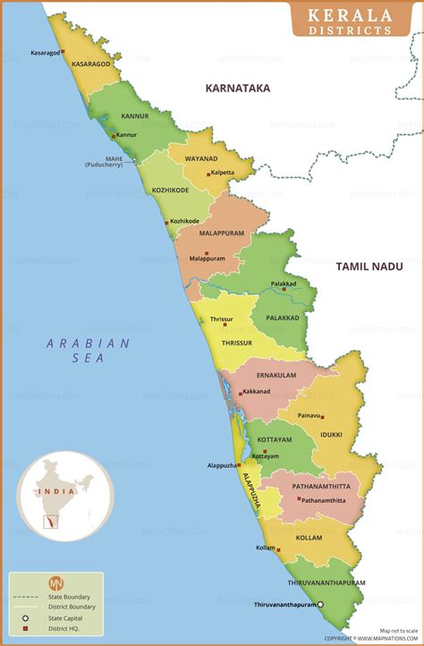 Kerala District Map, District Map of Kerala - Administrative Boundaries ...