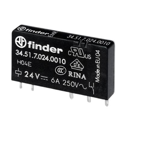 34.51.7.024.0010 Finder | Finder PCB Mount Relay, 24V dc Coil, 6A ...