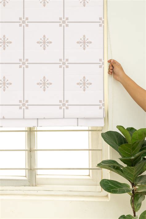Kaanta Cotton Sheer Printed Customizable Roman Blind | Light Filtering ...