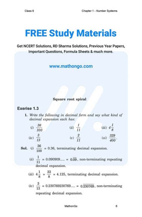 Class 9 Maths Chapter 1 Exercise 1.2 的图像结果