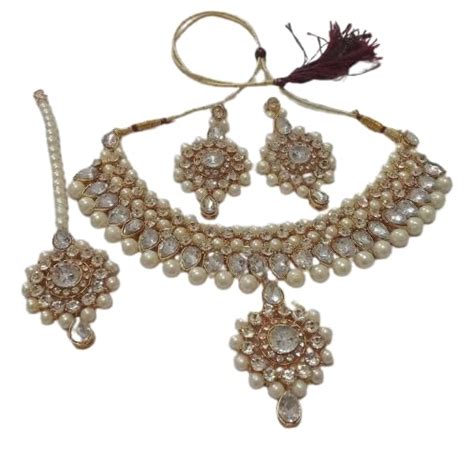 Buy Fashion Women Ulta Tilak Design Gold Plated Pearl Stone Jewellery ...