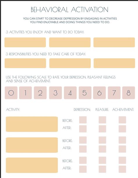 Image result for Behavioral Activation Worksheet