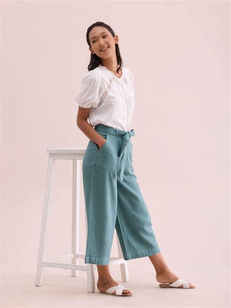 Ocean Green Linen Blend Culottes – Go Colors India