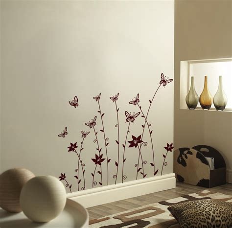 Decals Design 'Plants with Butterflies' Wall Sticker (PVC Vinyl, 70 cm ...