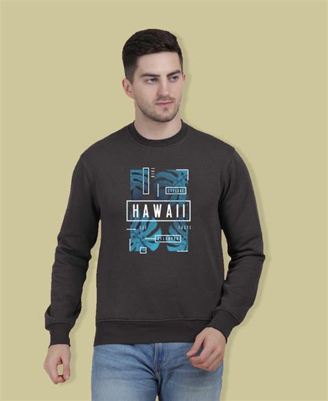 Hiflyers Men Chest Printed Cotton Fleece Sweatshirt | Warm Winter ...