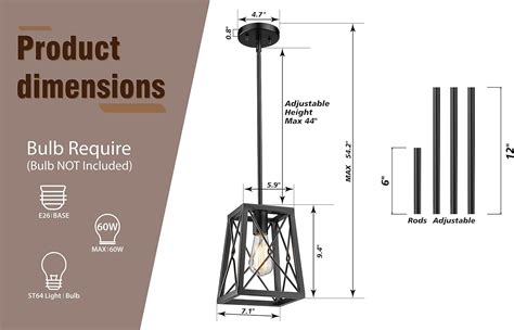 Buy YEEHOME 7 Inches Farmhouse Pendant Light,1-Light Metal Wire Cage ...